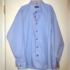 Jared Lang Semi-Fitted Long Sleeve Shirt, 100% Cotton Flip Cuff, XXL